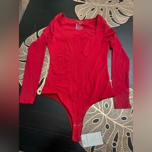 PINKMSTYLE Womens Square Neck Mesh Long Sleeve Bodysuit Shapewear Corset Top